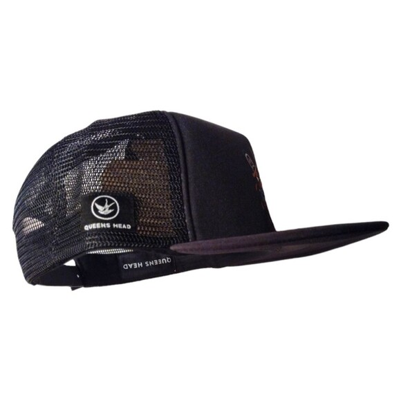 Queens Head Tattoo "Sacred Heart" Snapback Mesh Trucker Hat, Unisex, Black/Red - Picture 7 of 7